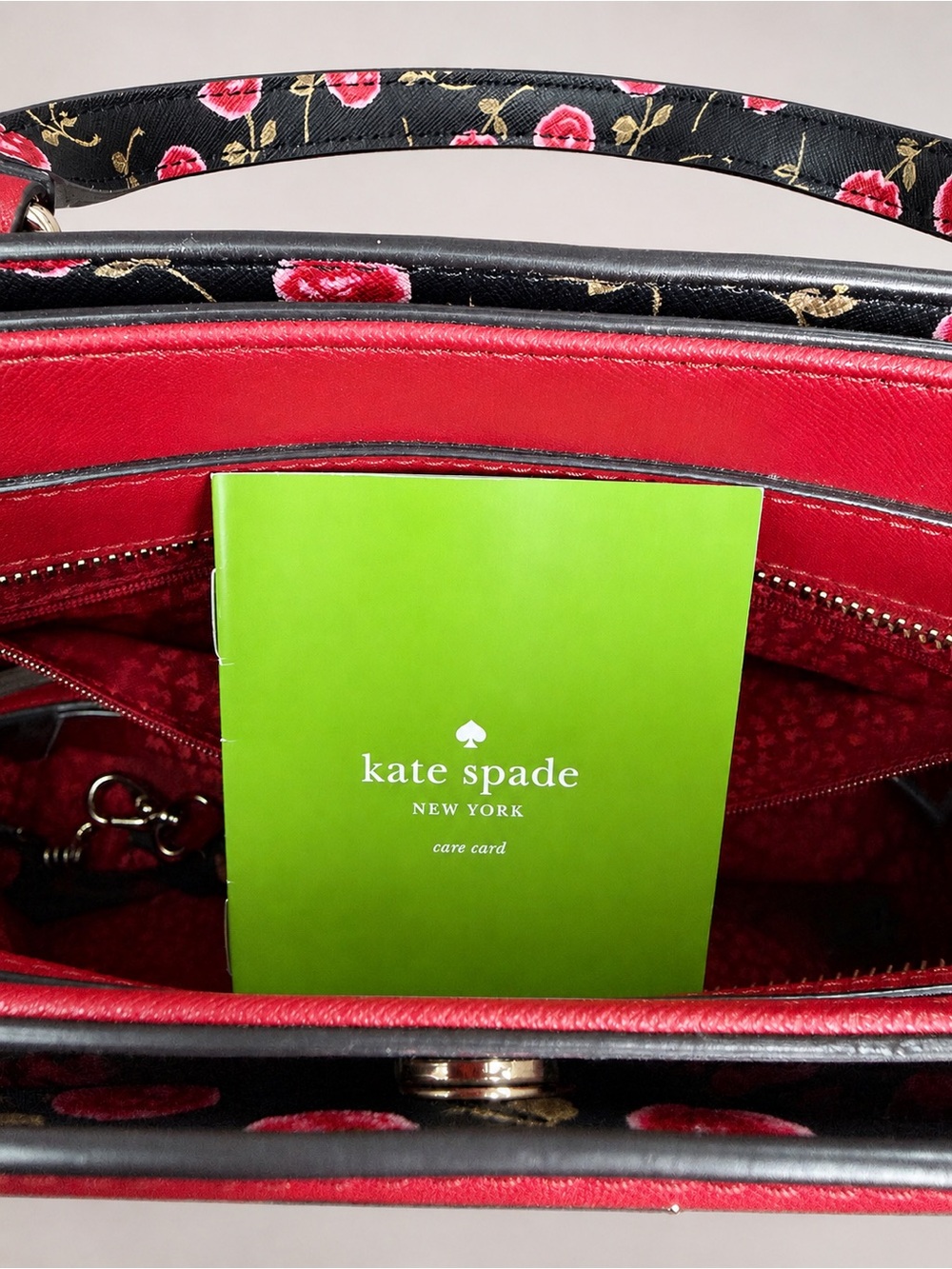 Kate Spade New York Red Floral Saffiano Leather Satchel Crossbody Purse - Picture 2 of 10